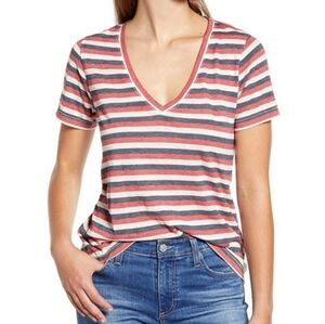 NWT Lucky Brand Red White & Blue Striped Top Size Small